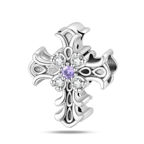 CYCUFF 925 Sterling Silver Charms Suitable for Bracelets Charms Beads, Charm Necklaces Jewellery Gift for Women Family Friends (Romantic Classical Cross Beads)