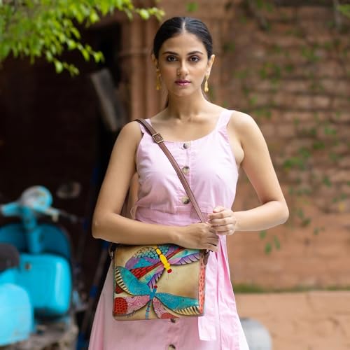 Anna by Anuschka womens Hand-painted Women's Genuine Leather Slim Medium Crossbody3