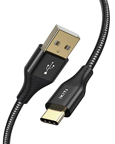 USB C Cable 6.5ft, IKITS USB A to USB C 3A High-Speed Data Transfer & Fast Charge USB C Cord Premium Nylon Braided QC3.0 USB Type C Cable for Samsung S10+/S10/S9/S9+, LG, Sony, iPad Pro,Switch & More