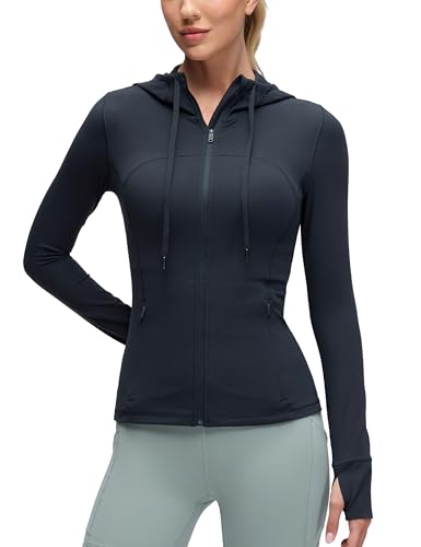 Image of CRZ YOGA Butterluxe Hoodie Jackets Hip Length | Extremely Soft, Athletic, Slim Fit, Full Zip, Back Mesh Vent, Side Zip Pockets, Thumb Holes, for Women
