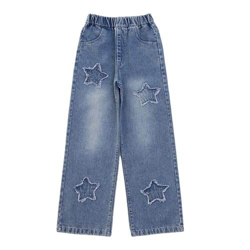 Baggy Jeans for Girls Wide Leg High Elastic Waisted Denim Pants Y2K Boyfriend Streetwear 5-14Y3