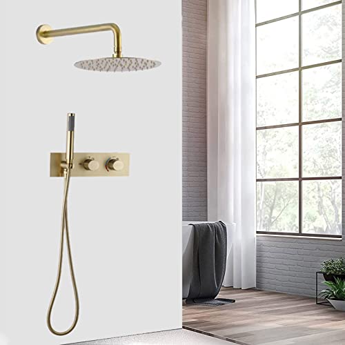 Ensemble de douche mitigeur de luxe doré avec effet pluie raffiné - 5
