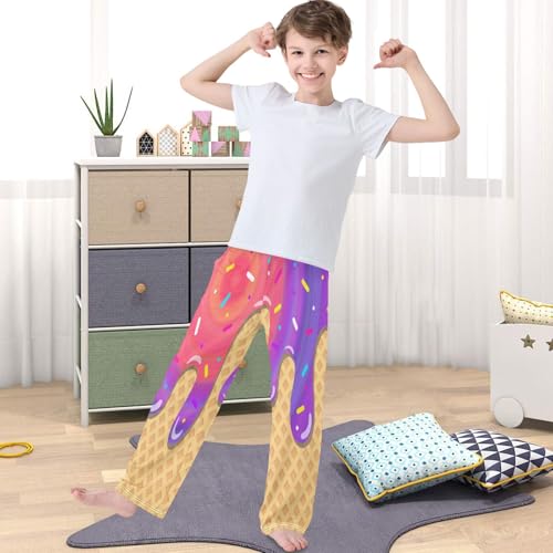 Boy's Pants Pink Red Ice Cream Jogger Pants Elastic Waist Long Bottoms Trousers with Pockets 6-14 Years4