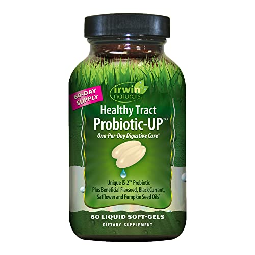 Irwin Naturals Healthy Tract Probiotic-UP 3 Billion Live Cultures - Pure-Strain Daily Digestive & Gut Health Support - Microflora Balance with Plant-Sourced Omegas - Shelf Stable - 60 Liquid Softgels