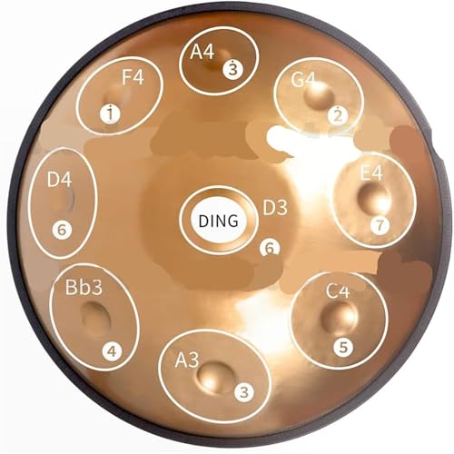 Handpan de acero 9 Notas 432Hz 22 in Oro miniatura 3