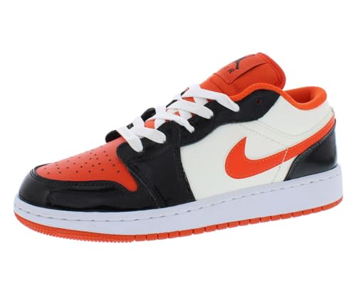 Image of Nike Air Jordan 1 Low SE GS Boys Shoes Size 4.5, Color: Team Orange /Black /Sail