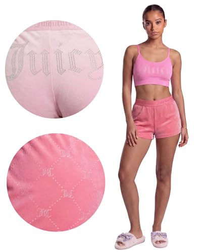Image of Juicy Couture Women's Velvet Fleece Pajama Shorts, Designer Sleep and Lounge Shorts for Women