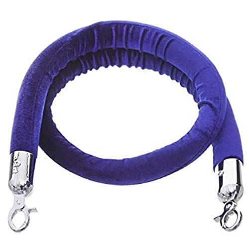 FMXYMC 150cm Stanchion Rope, Crowd Control Partition Barrier, Velvet Rope Barrier with Polished Silver Hooks, Queue Line Divider,Bleu Cover