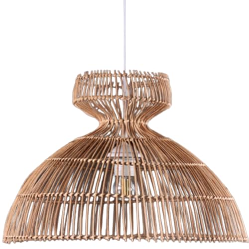 Suspension moderne en rotin tressé main de 46cm avec hauteur de câble réglable