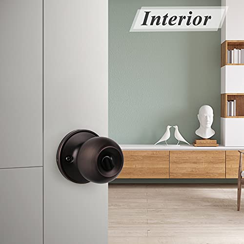 Probrico Ball Privacy Door Knobs Bed And Bath Keyless Handles Locksets, Oil Rubbed Bronze Finish, 6 Pack #TOP2