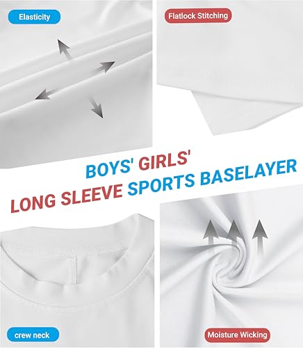 Boys' Girls' Compression Shirt Long Sleeve Moisture Wicking Sports Baselayer for Youth Football Baseball4