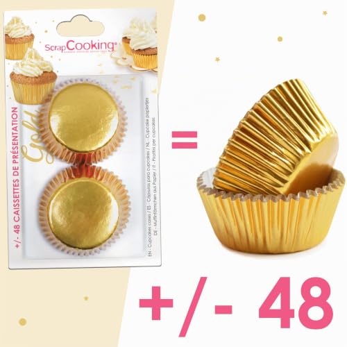 ScrapCooking - Lot de 48 Caissettes Dorées pour Cupcakes & Muffins - Décorations Étuis Tasses en Papier pour Pâtisseries - Caissettes de Présentation - Couleur Or - 5068 – vue 3