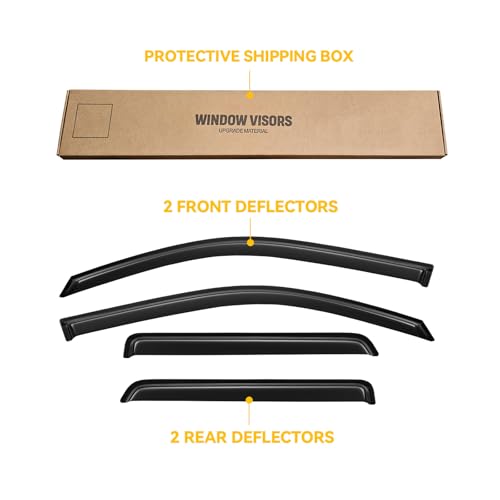 Image of Window Visors for 2002-2009 Chevy(Chevrolet) Trailblazer, Rain Guards Shields Vent Deflector Shade Dark Smoke 2003 2004 2005 2006 2007 2008 02 03 04 05 06 07 08 09, Tape-On, 4PCS