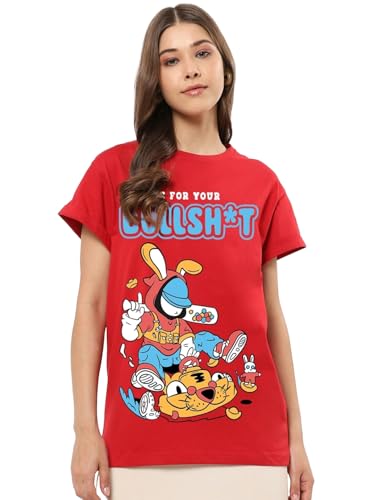 T-shirt décontracté femme rouge XXL en coton léger et fluide