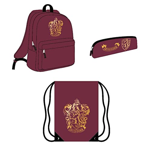 Sac d'école Gryffondor pour éviter le mal de dos avec sa trousse et son sac à cordons