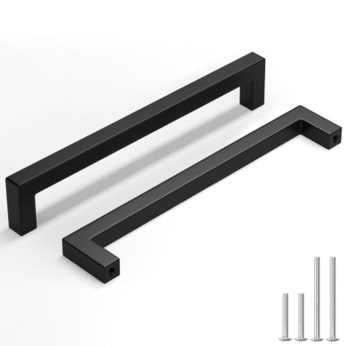 Homdiy 50 Pack 8-1/16 inch Cabinet Pulls, Matte Black Stainless Steel