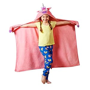 2023 Version Super Soft Blanket for Kids with LED Lights – Hooded Blanket, Robe, Comfy Throw Blanket, Unicorn; Warm Fuzzy Blanket, Animal Blanket, Machine Washable