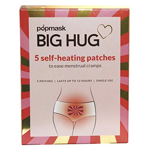 Popmask Big Hug Patchs Chauffants pour Douleurs de Règles, Chaleur Naturelle pour Crampes et Ballonnements, Jusqu’à 12h, 5 Patchs Sans Parfum