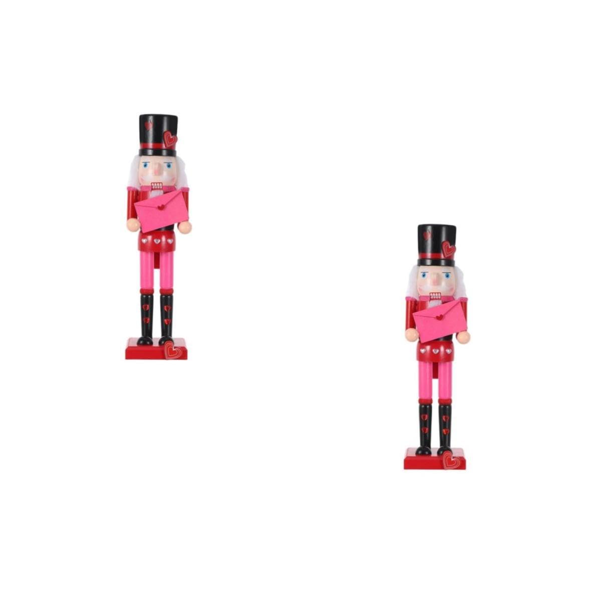 FRCOLOR 2 Piezas Cascanueces de Juguete Coleccionable de Madera Rojo 36 CM