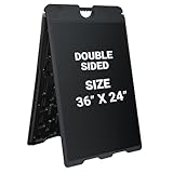 Jumbl Outdoor A-Frame Sandwich Signboard 24” x 36” Display Surface – w/PVC Sign Protector & Sand Fill Holes – Duel Display Signage Stand for Storefront Sidewalk Curb (Black)