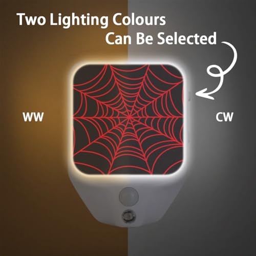 Image of Plug-in Led Night Light with Auto Dusk to Dawn Sensor for Room Decor, Black Spider Web Adjustable Brightness Warm White Lights for Hallway,Bedroom, s Room, Kitchen, Stairway