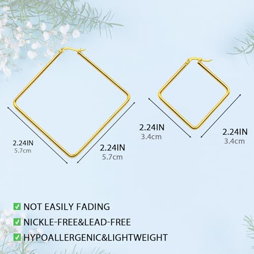 Hoop Earrings for Women - 18K Gold Plated Copper Minimalist Jewelry, Hypoallergenic Lightweight Design Fashion Statement Accessories for Daily Wear & Gifts2