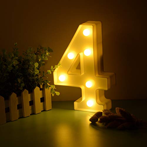 Balloonistics LED Marquee Number Light Sign for Party Family Wedding Decor Walls Hanging (Number 4)