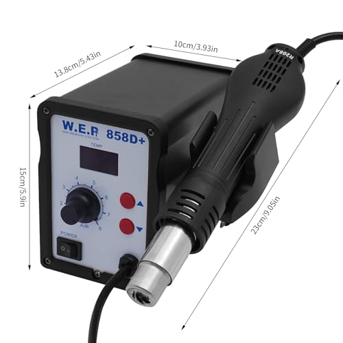 JUDEMII Digitaal hetelucht-behandelingsstation, hetelucht-soldeerstation met borstelloze ventilator, 700 W, soldeerstation, desoldeerstation, rework station met 3 luchtjets, 858D led, digitale - Afbeelding 3