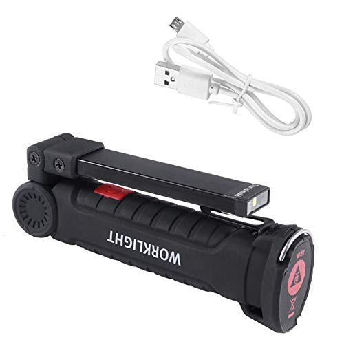 eecoo Linterna Taller LED Recargable, Linterna de Trabajo Talla Grande 360°Rotate 5 Modos Lámpara de Inspección, LED Portátil Linterna con Base Magnética y Gancho