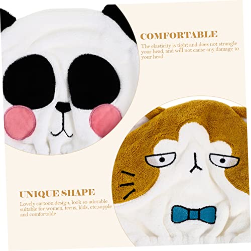 FOYTOKI Touca De Natação Para Cabelo Seco 2 Peças Bordadas Chapéu De Panda Gorro Para Tranças Toalha