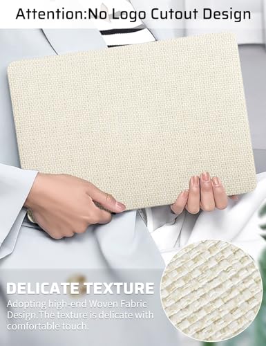 Seorsok Compatible with MacBook Pro 13 inch Case M2 2023-2021-2016 A2338 M1 A2251 A2289 A2159 A1989 A1708 A1706,Elegant Leather Plastic Hard Shell with Keyboard Cover,Beige Woven Fabric No Logo Cutout