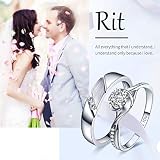 Sunamy Endless Love Matching Couple Rings for Him and Her Set, Adjustable S925 Silver Romantic Heart Design, Engagement Ring