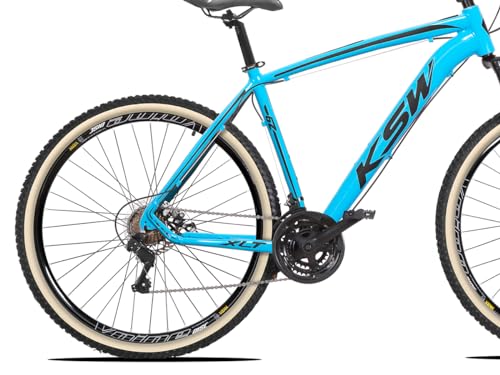 Bicicleta Aro 29 KSW 2x9V 18v Freio Hidráulico k7 e Trava,15,Azul e Preto