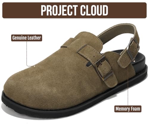 Image of Project Cloud 100% Genuine Leather Footbed Clogs for Women - Memory Foam Arch Support Slippers for Women - Trendy Slip-ons Women's Mules & Clogs Sandals