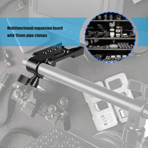 Placa de extensión de cámara en aleación de aluminio negro con abrazadera de 15mm 5