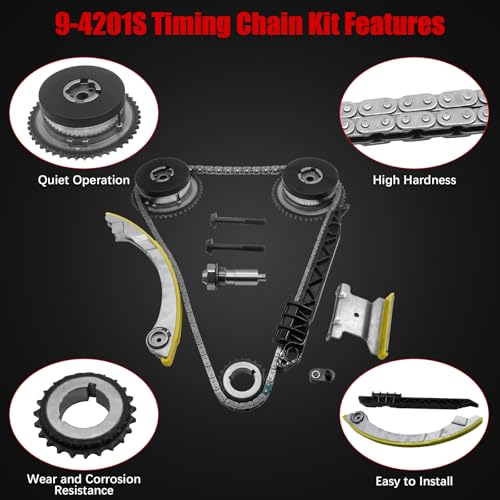 Image of 2.4 Timing Chain w /Head Gasket Water Pump Set for GMC 2011-2017 Terrain for Chevy Equinox Malibu,for Buick Regal Lacrosse 2.4 Ecotec 9-4201S HS26517PT Cylinder Head Bolts VCT Selenoid Actuator Gear