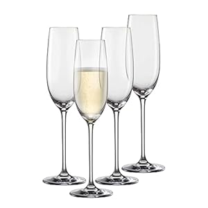 SCHOTT ZWIESEL Sektglas Vinos (4er-Set), anmutige Champagner Gläser mit Moussierpunkt, spülmaschinenfeste Tritan-Kristallgläser, Made in Germany (Art.-Nr. 130010), Kristall