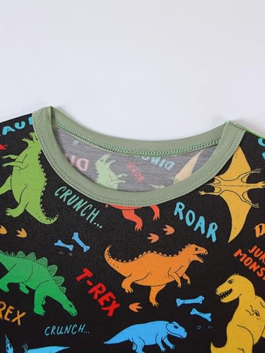 Joonberry Toddler Kids Soft Bamboo Viscose Short Sleeve Top and Pants Cloth Set–2-Piece 2-8Y Boys Girls Outfit（Colorful Dinosaur,2Y — view 3