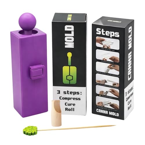 Cannagar Mold Kit 3.5-7g Personal Size Compression Mold with Skewer Wooden Tip & Funnel Precision Rolling Tool for Consistent Slow-Burn Results - Travel Friendly - Great Gift (Purple)