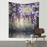Wandbehang mit violettem Kristall-Blumendruck, geeignet für Schlafzimmer, Schlafsaal oder Picknickdecke usw.