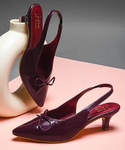 Image of JM LOOKS Low Kitten Heels Women's Pumps Pointed Closed Toe Slingback Elegant Wedding Pumps Heel