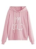 SweatyRocks Women's Hoodies Long Sleeve Pullover Drawstring Sweatshirt Hoodies with Pocket Pink Letter XS