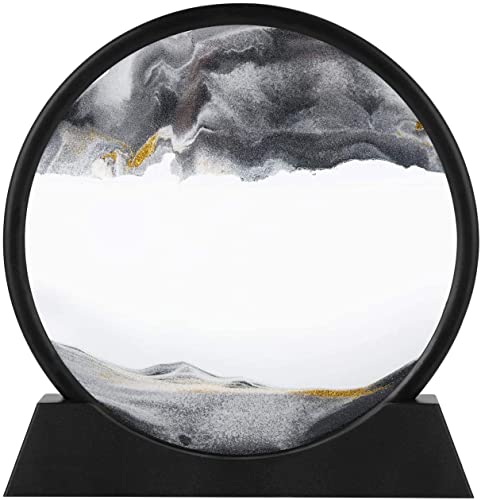 Image of NYRWANA Sand Art, Moving Sand Art,Sand Art Decor Picture Glass Liquid Wall Painting, 3d Deep Sea Sandscape Natural Landscape in Motion Display with Flowing Sand Frame for Home Decor, Diwali Gift Item, (10 inch, Black)