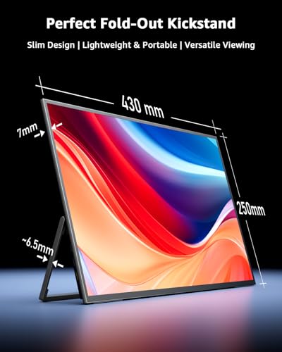 Image of Yodoit Portable Monitor 19 inch 4K UHD QLED 144Hz 146% sRGB Travel Gaming Monitor Screen Display with USB Type C Port and Built-in Speakers Compatible with PC, Xbox Black