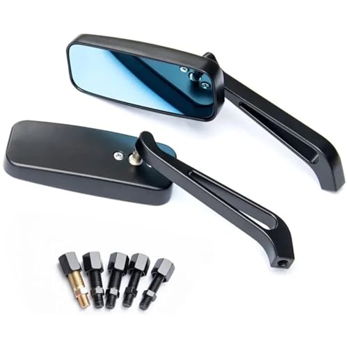 Espejo retrovisor universal rectangular negro para manillar de moto de 8mm y 10mm cuadrado 4