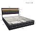 PerGar Bett 140x200 mit LED und USB, Polsterbett mit Hydraulisch stauraum, Kopfteil mit Stauraum, Doppelbett, Stauraumbett, Bettgestell, Lattenrost, schwarz, PU-Leder, Ohne Matratze