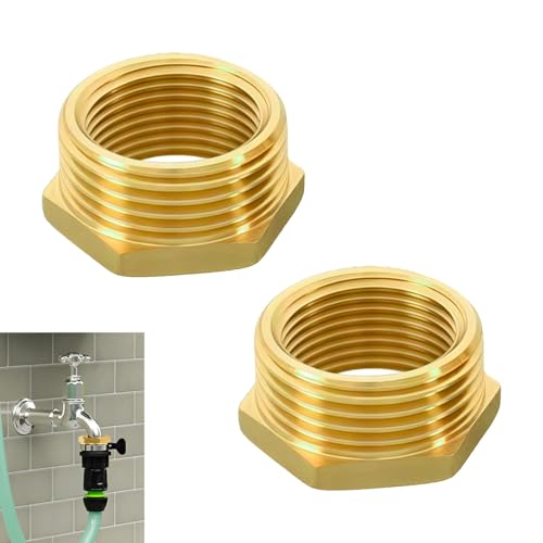 2 Piezas Reductor Latón BSP Rosca, Adaptador 3/4' a 1/2', Conector Hembra Macho BSP Hexagonal para Conversión de Tuberías, Conector de Plomería, Buje Reductor de Latón para Agua y Gas