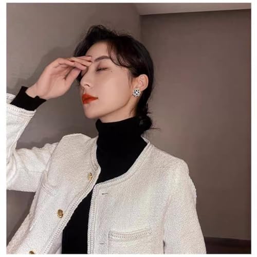 Luxury Blue CZ Flower Stud Earrings for Women Sensitive Ear 925 Sterling Silver Post Colorful Cubic Zirconia Camellia Birthstone Studs Hypoallergenic Fashion Jewelry Valentine's Day Gift Her4