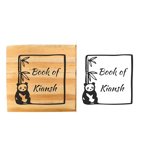 Image of Kunya Personalised Book Stamp with Your Name(3.5 cm Dia), customised for Stamping Books for Readers, Great Gift for booklovers, Kids, Teachers (Panda Lover)