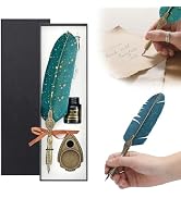 lulupureclean Handcrafted Vintage Feather Pen and Ink Set, 2025 New Antique Writing Pen, Feather ...